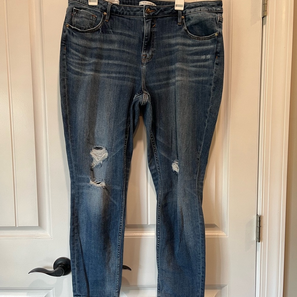 Vigoss Classic Blue Distressed Women Skinny Jeans